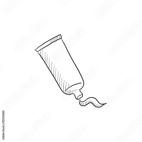 Cream tube and stroke sketch icon.