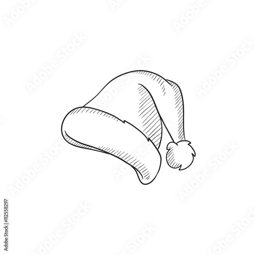 Santa hat sketch icon