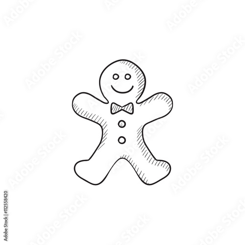Gingerbread man sketch icon