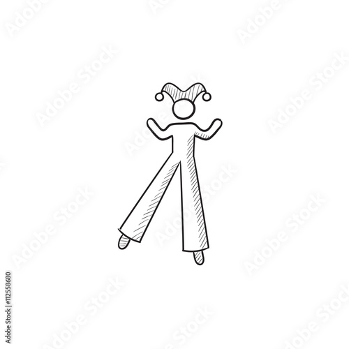 Clown on stilts  sketch icon.