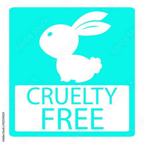 Animal cruelty free icon design. Animal cruelty free symbol design. Product not tested on animals sign with bunny turquoise background rabbit. Vector illustration.