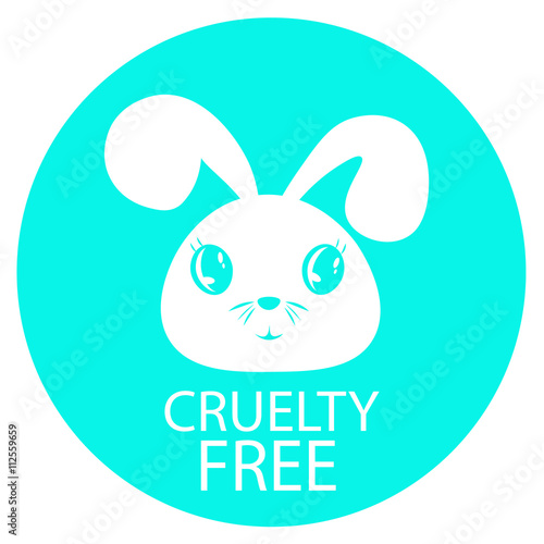 Animal cruelty free icon design. Animal cruelty free symbol design. Product not tested on animals sign with bunny turquoise background rabbit. Vector illustration.