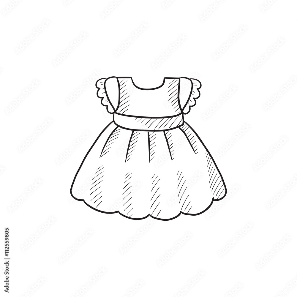 Baby dress sketch icon. Baby dress sketch icon.