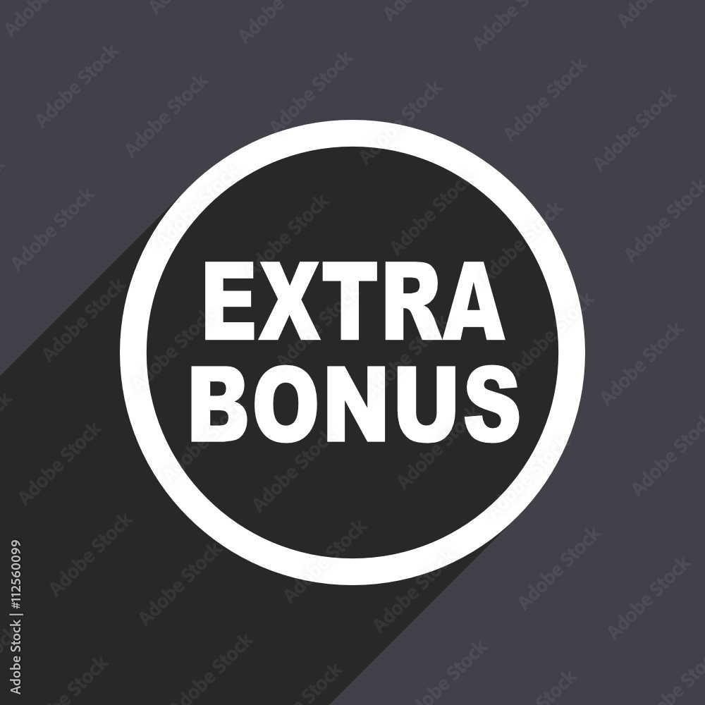 Flat design gray modern web extra bonus vector icon Flat design gray modern web extra bonus vector icon