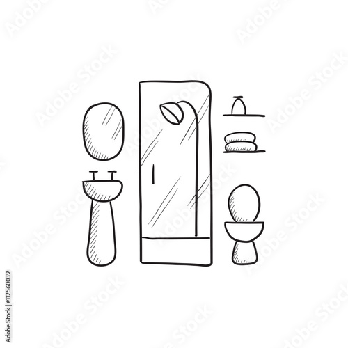 Bathroom sketch icon.