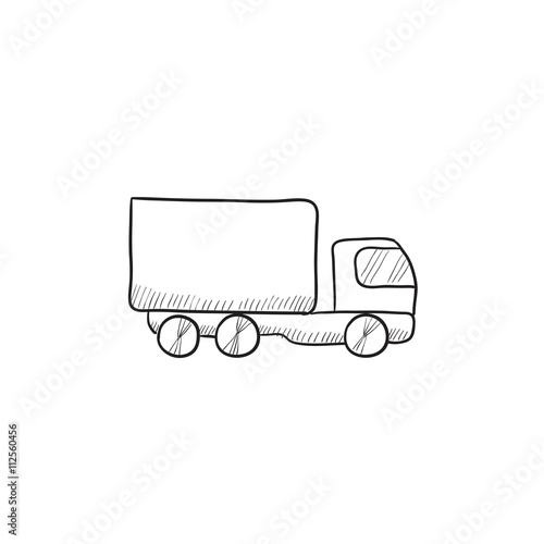 Delivery truck sketch icon.