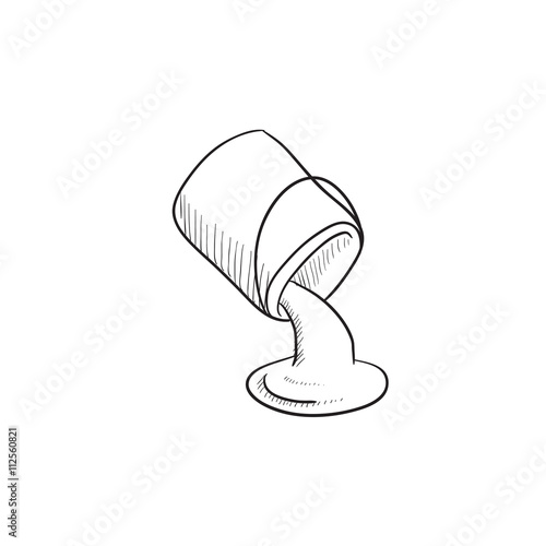 Paint pouring from bucket sketch icon