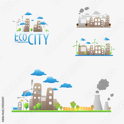Ecology city background set