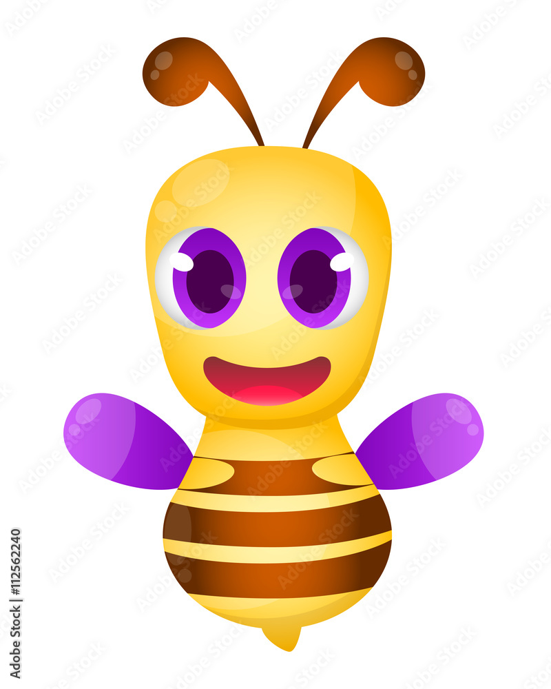 Bee isolated on white background. Game Design. Vector illustration Bee isolated on white background. Game Design. Vector illustration