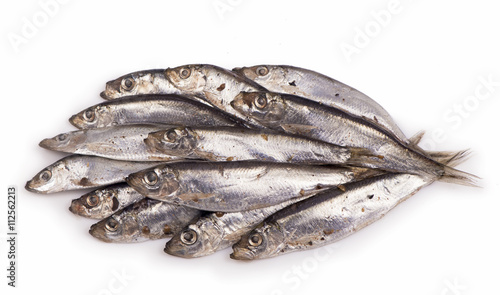 Salted sprats on white