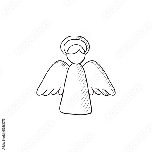 Easter angel sketch icon.