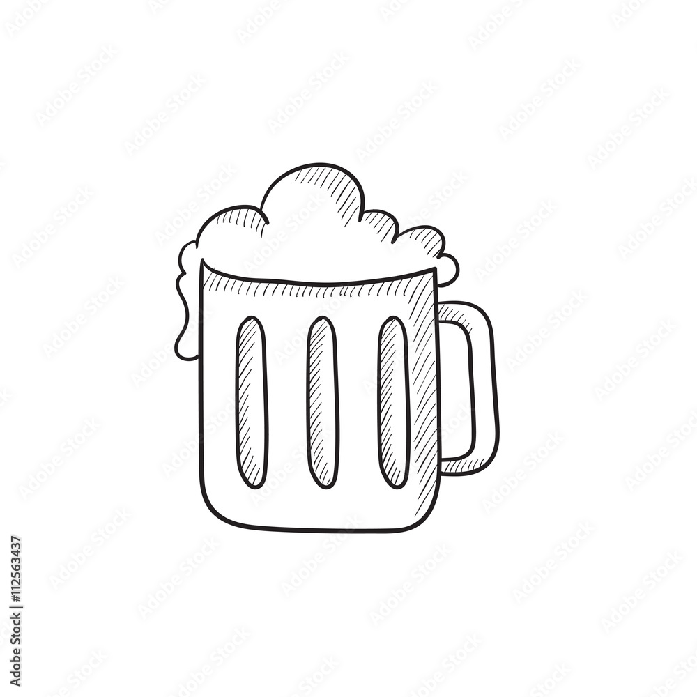 Mug of beer sketch icon. Mug of beer sketch icon.