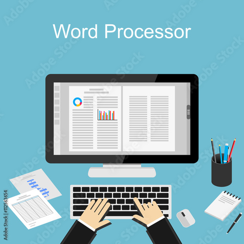 Working with word processor illustration. 
 photo