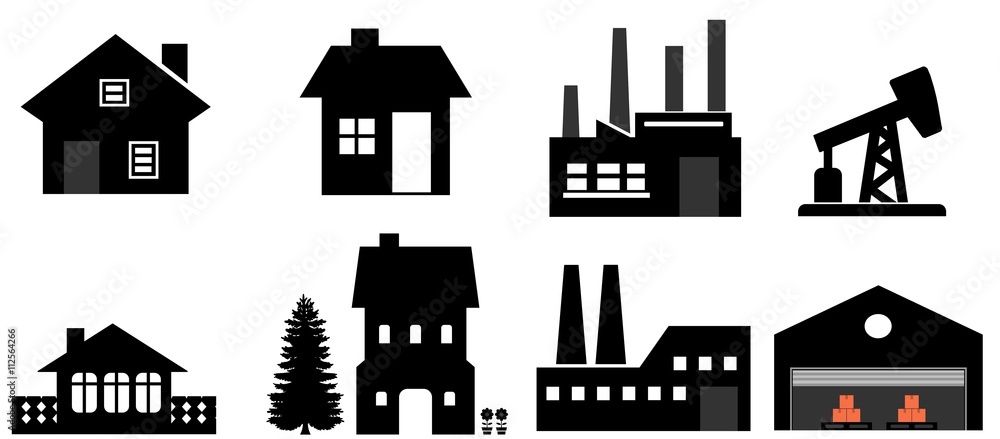 Bâtiments en 8 icônes Bâtiments en 8 icônes