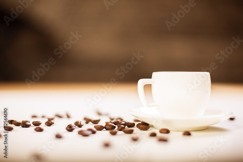 Coffee cup and beans