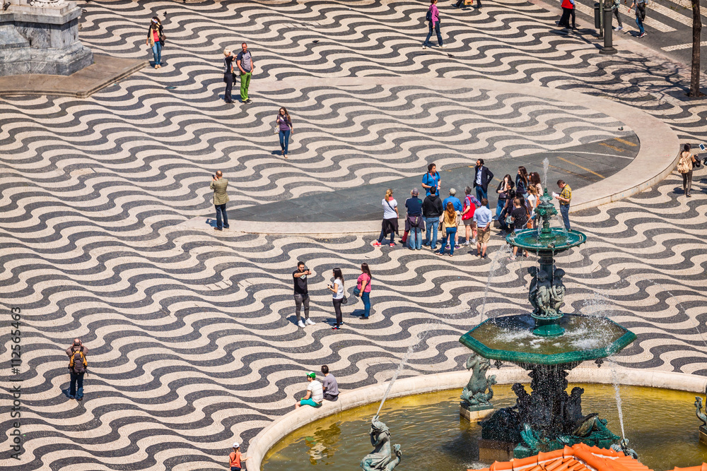 Lisbon, Portugal-April 12,2015: cityscape at Rossio Square.