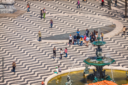 Obraz na płótnie Lisbon, Portugal-April 12,2015: cityscape at Rossio Square. w salonie