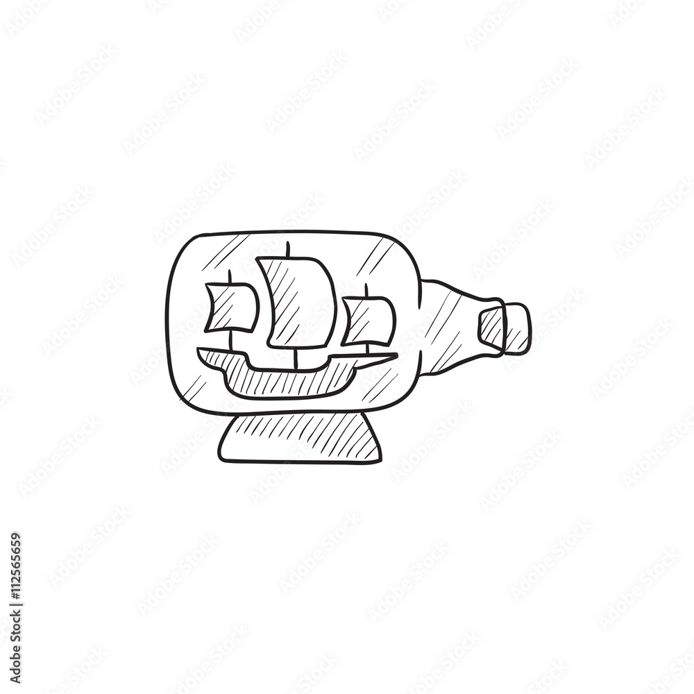 Ship inside bottle sketch icon. Ship inside bottle sketch icon.