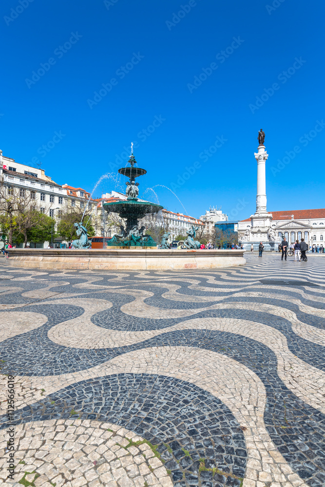 Lisbon, Portugal-April 12,2015: cityscape at Rossio Square.