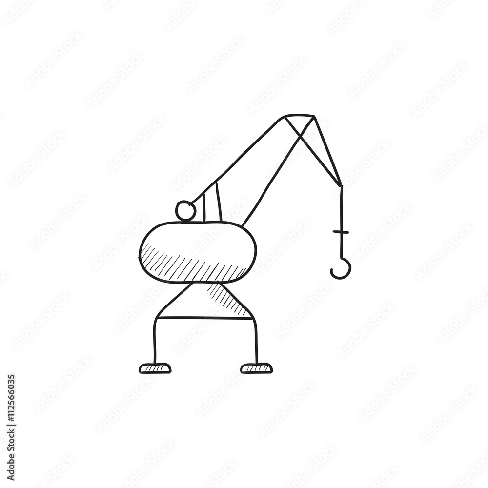 Harbor crane sketch icon. Harbor crane sketch icon.