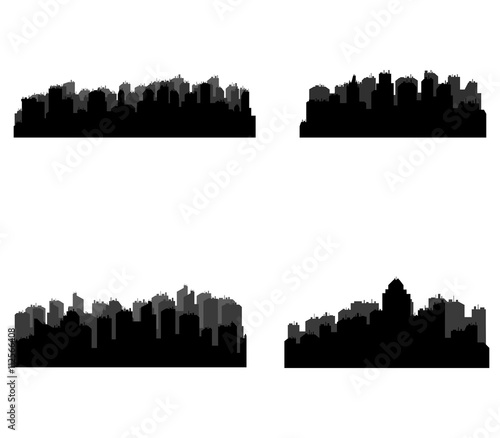 set of city skyline