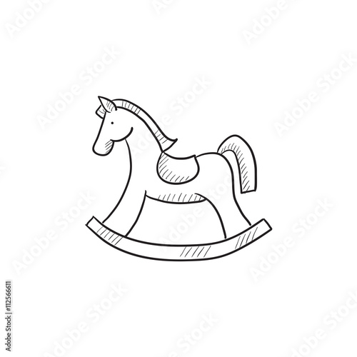 Rocking horse sketch icon.