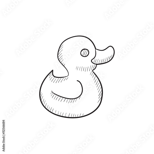 Bath duck sketch icon.