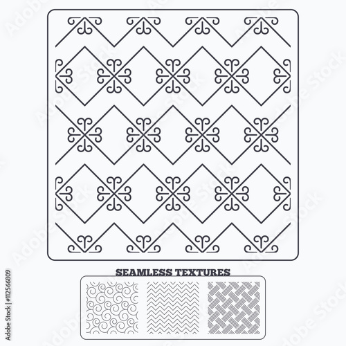 Braid weave, floral ornate seamless textures.