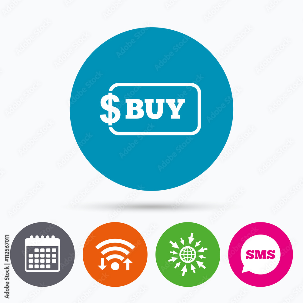 Buy sign icon. Online buying dollar button. Buy sign icon. Online buying dollar button.