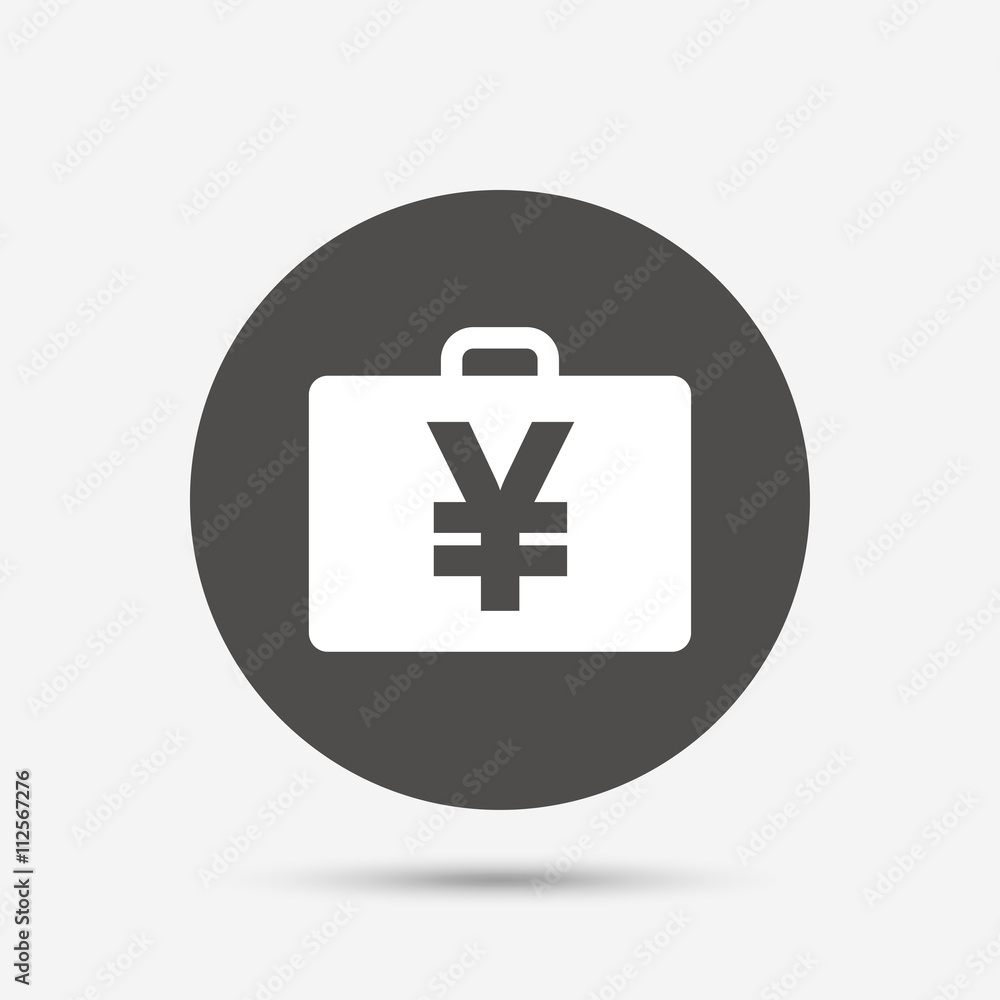 Obraz premium Case with Yen JPY sign. Briefcase button.