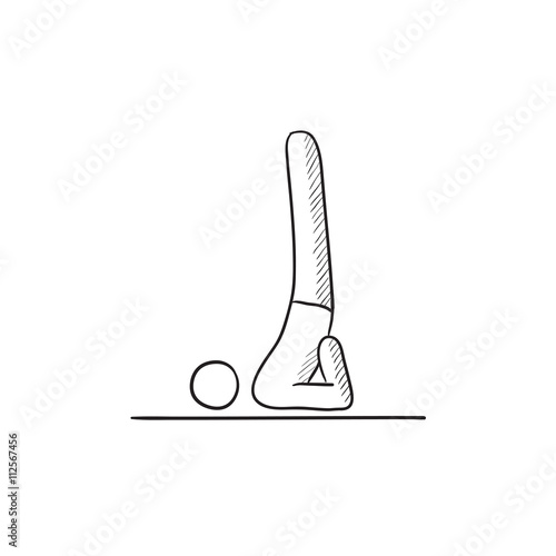 Man practicing yoga sketch icon.