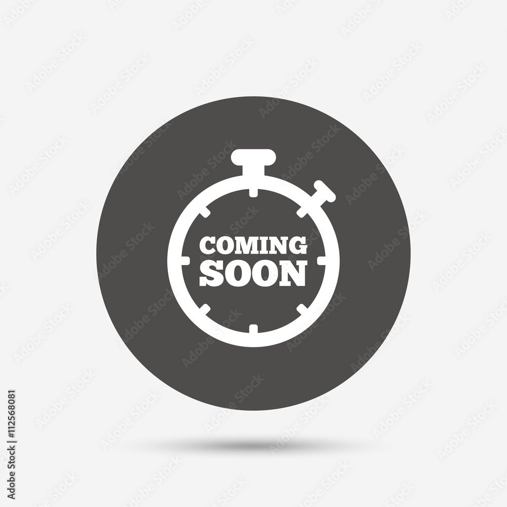 Coming soon icon. Promotion announcement symbol. Coming soon icon. Promotion announcement symbol.