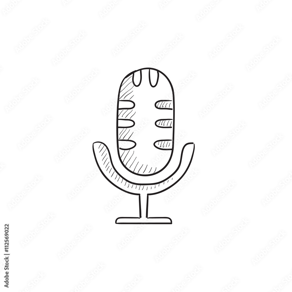 Retro microphone sketch icon. Retro microphone sketch icon.