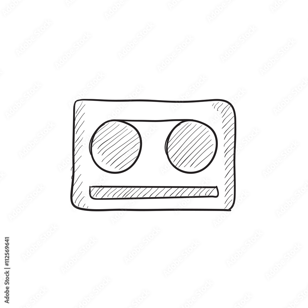 Cassette tape sketch icon. Cassette tape sketch icon.