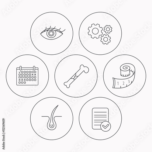Bone fracture, weight loss and trichology icons.