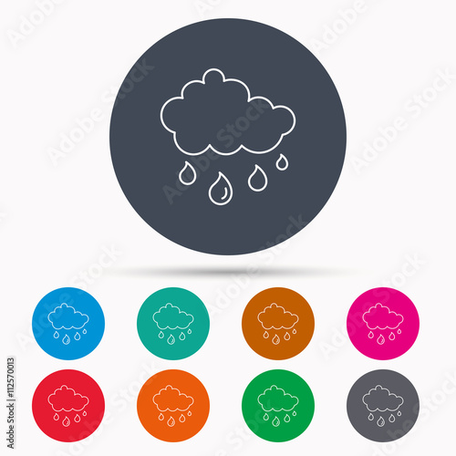 Rain icon. Water drops and cloud sign.