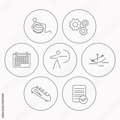 Gymnastics, boating and archery icons.