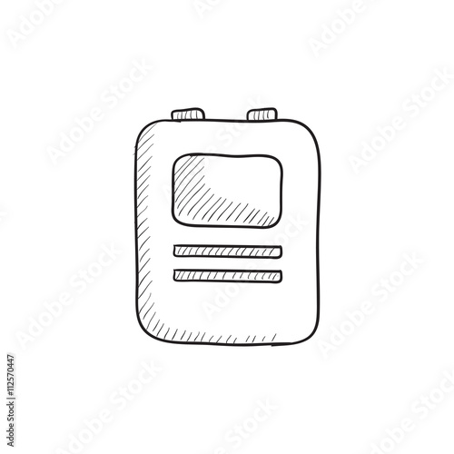 Heart defibrillator sketch icon.