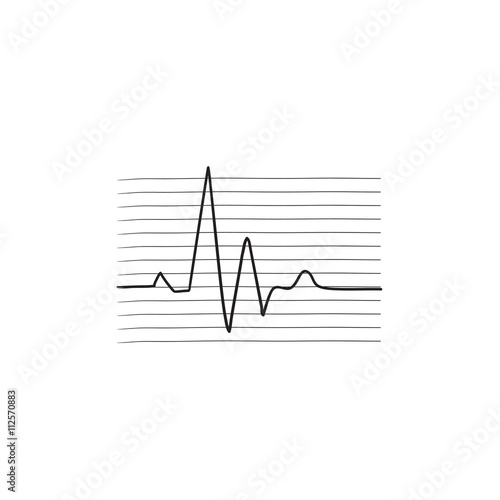 Heart beat cardiogram sketch icon.
