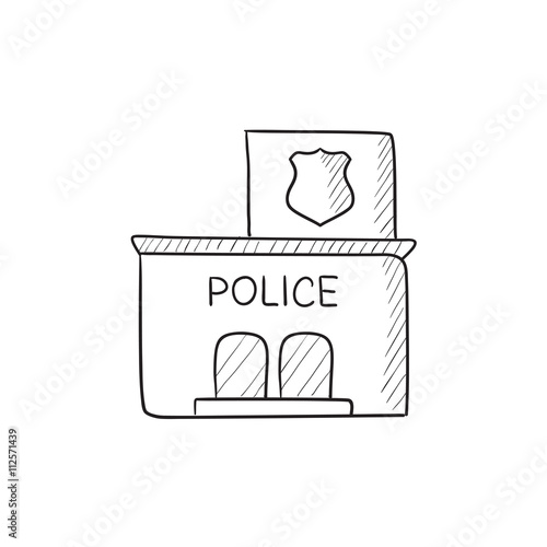 Police station  sketch icon.