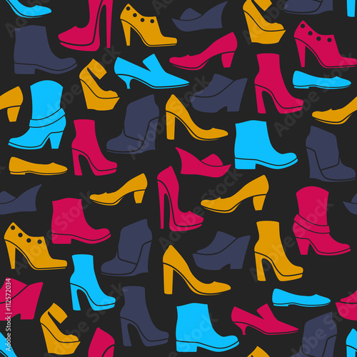 pattern with multicolor different kinds of shoes