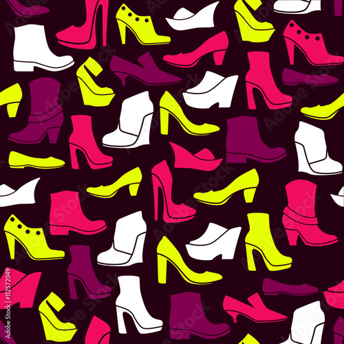 pattern with multicolor different kinds of shoes