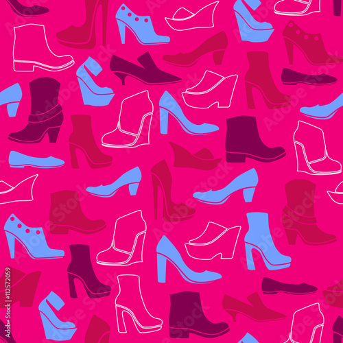 pattern with multicolor different kinds of shoes