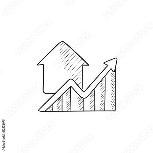 Graph of real estate prices growth sketch icon.