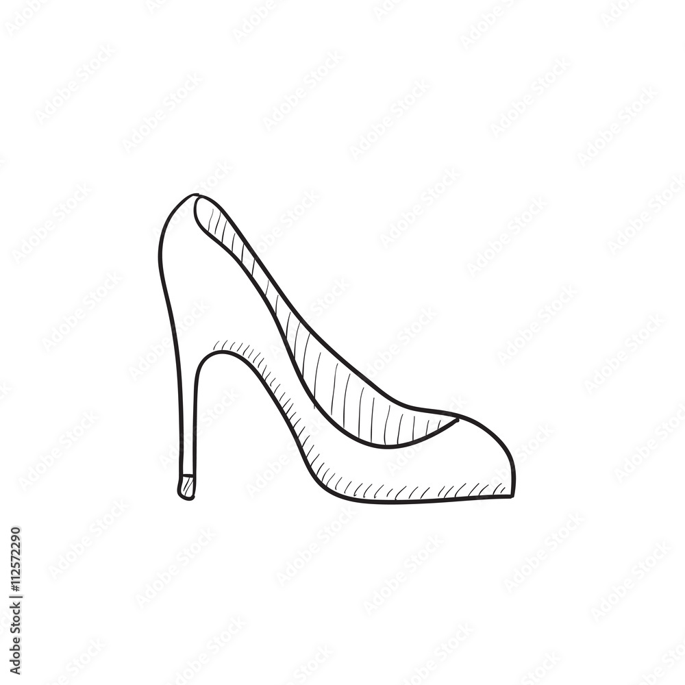 Heel shoe sketch icon. Heel shoe sketch icon.
