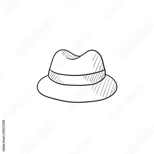 Classic hat sketch icon.