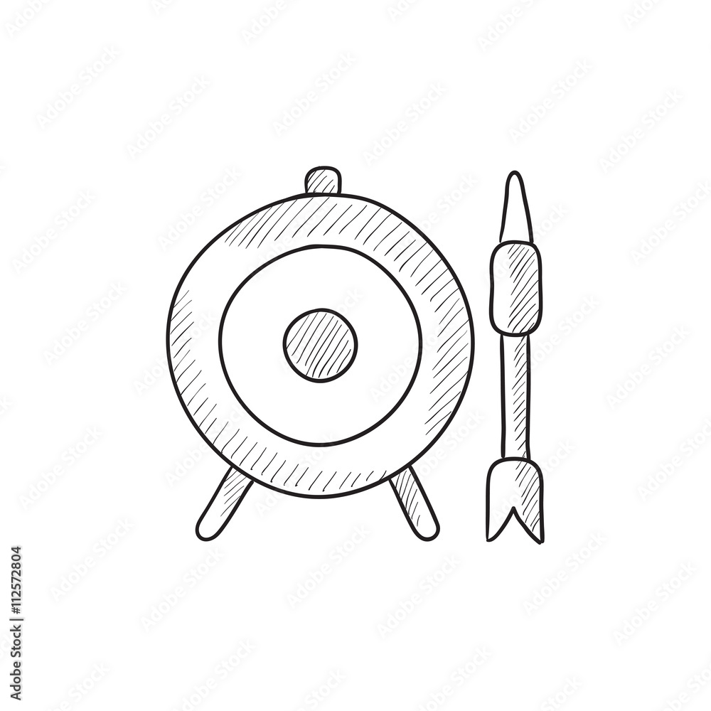Target board and arrow sketch icon. Target board and arrow sketch icon.