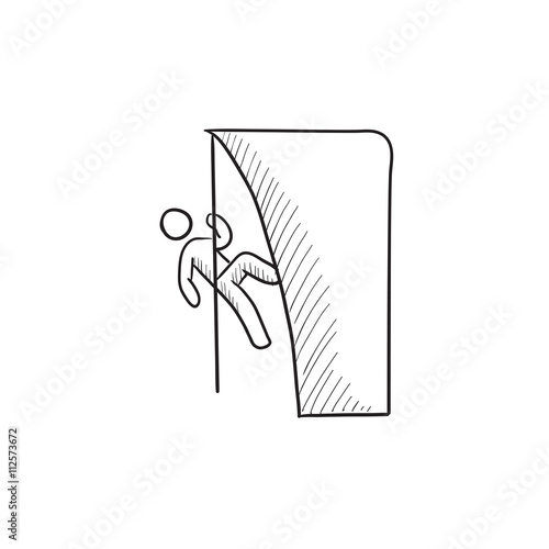 Rock climber sketch icon.