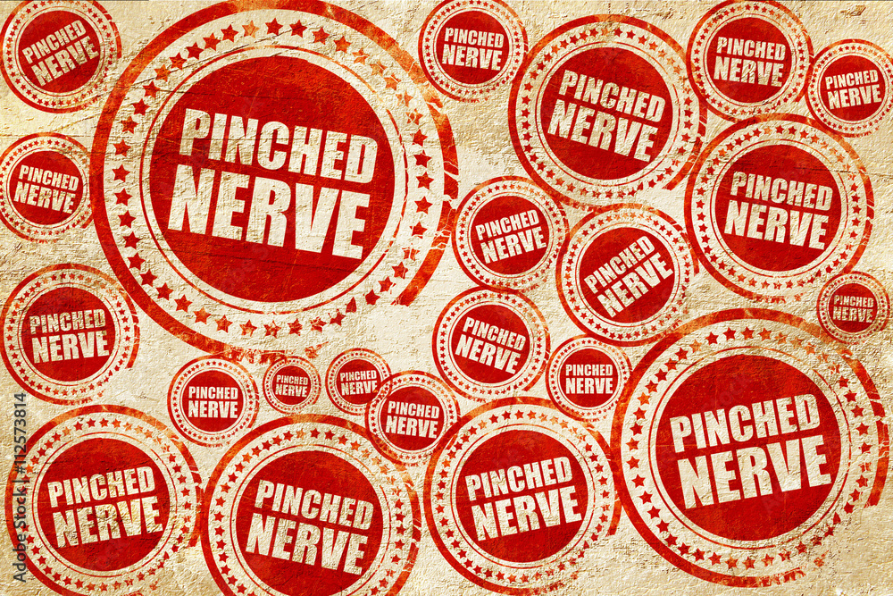 pinched nerve, red stamp on a grunge paper texture pinched nerve, red stamp on a grunge paper texture