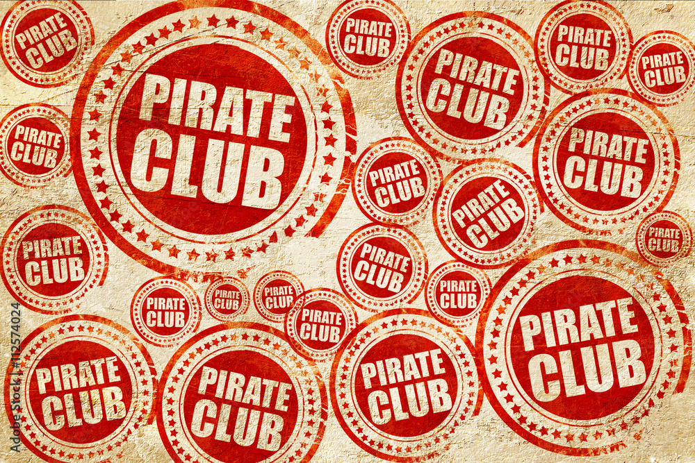 pirate club, red stamp on a grunge paper texture